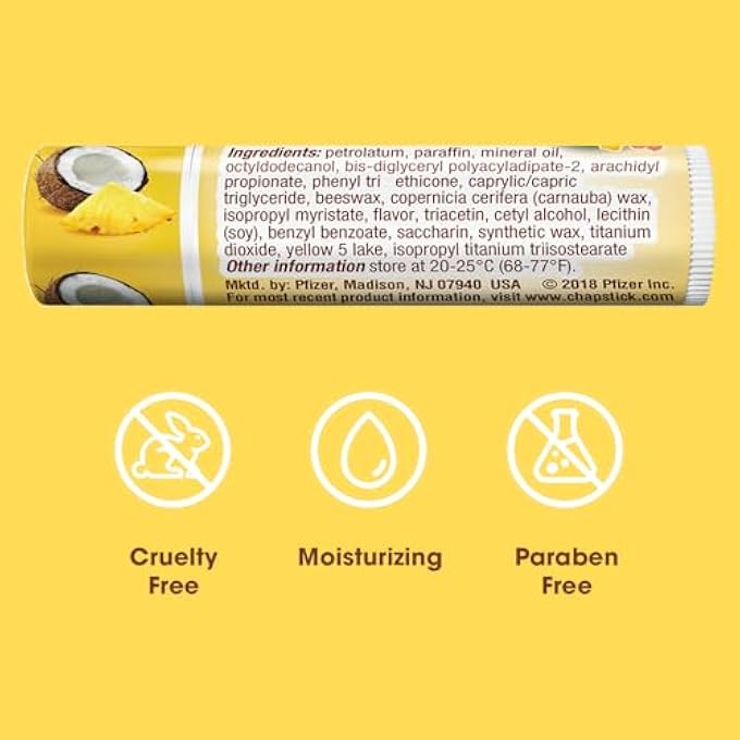 chapstick LIMITED EDITION TROPICAL PARADISE COLLECTION ALOHA COCONUT FLAVORED SKIN PROTECTANT LIP BALM TUBE - GREAT FOR MOISTURIZING & HYDRATING CHAPPED, CRACKED, DRY LIPS - 0.15OZ EACH, 12 STICKS - Image 2